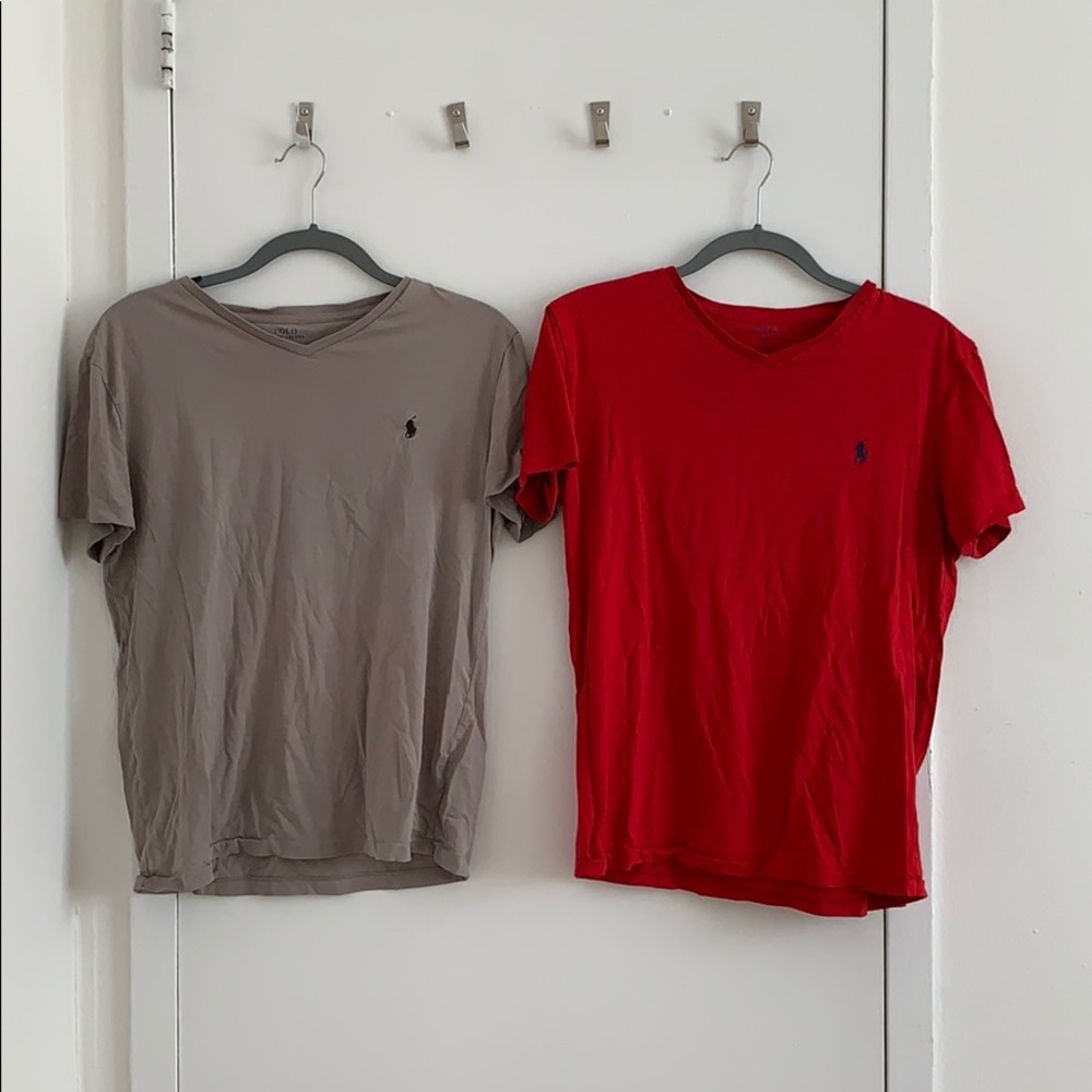 Ralph Lauren Tee Shirts Gray and Red (Set of 2)